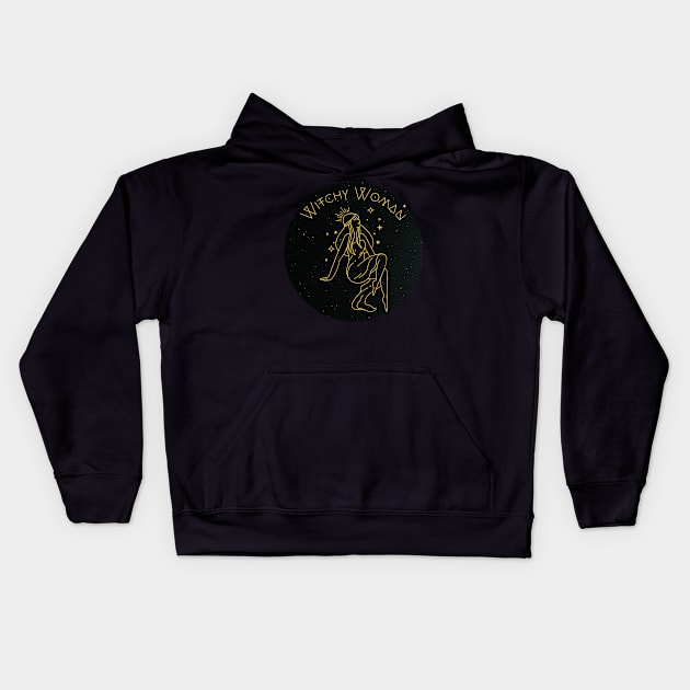 Witchy Woman Kids Hoodie by moonbunnymedia